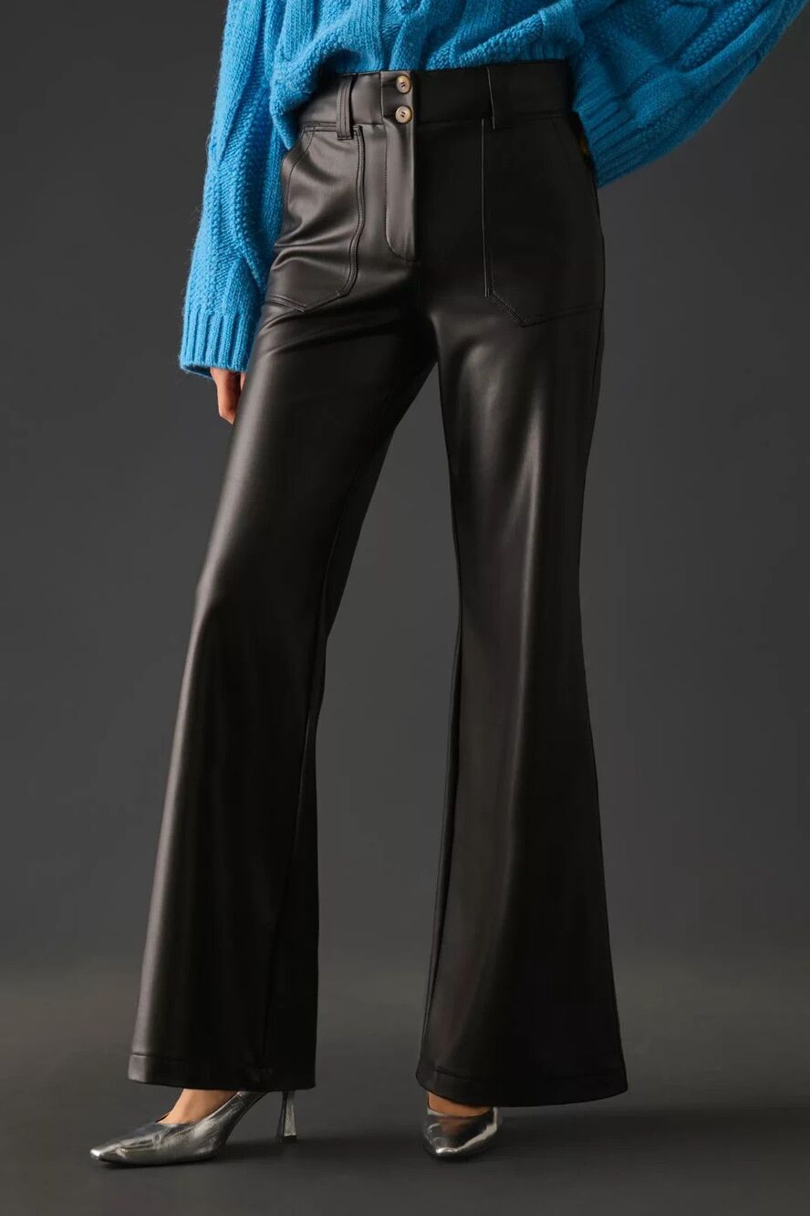 Maeve The Naomi Wide-Leg Flare Faux Leather 6 whimsigoth office siren 70s Retro
